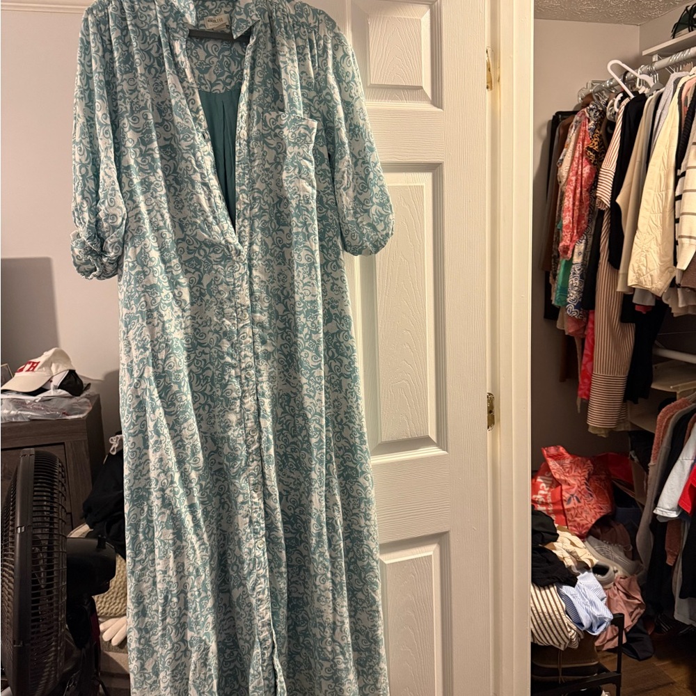 Maeve Blue and White Maxi Dress
